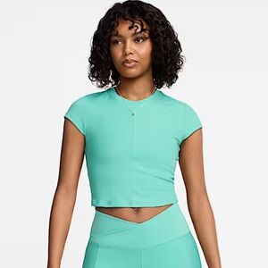 Nike One Dri Fit Fitted Rib Women's Dri-FIT Short-Sleeve Cropped Top Sz S